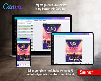 Sing Two Karaoke customizable invitation template | Share or Print | JO544
