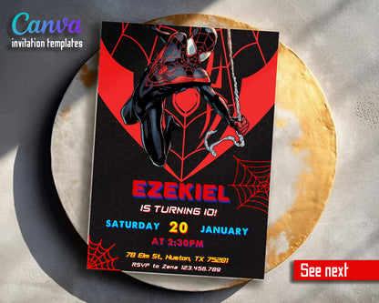 Spider Man Across the Spider-Verse customizable invitation template | Share or Print | boy | EW423
