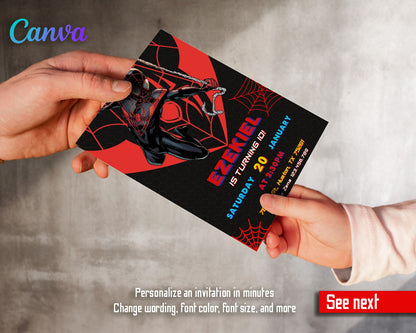 Spider Man Across the Spider-Verse customizable invitation template | Share or Print | boy | EW423