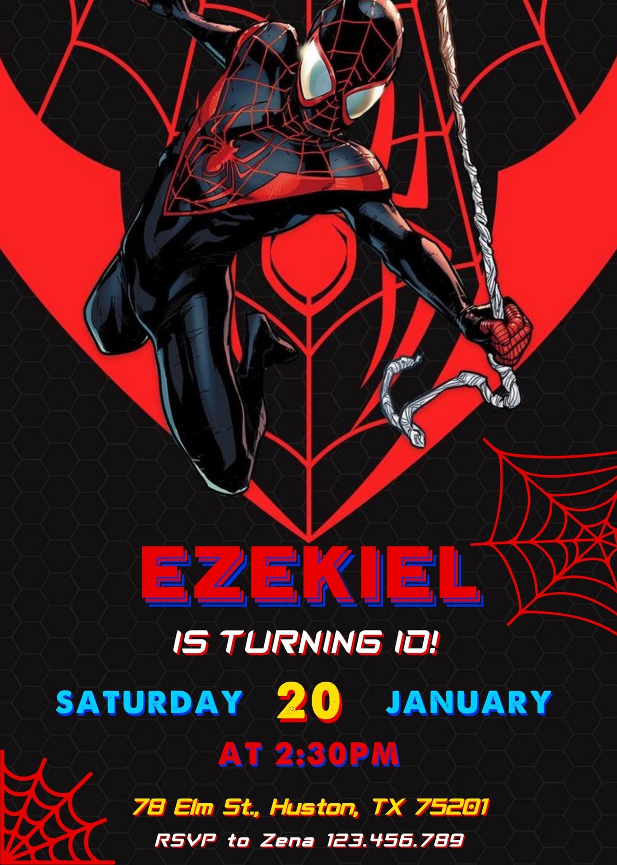 Spider Man Across the Spider-Verse customizable invitation template | Share or Print | boy | EW423