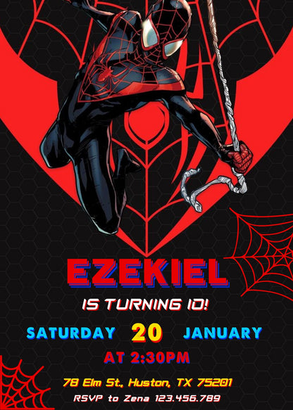 Spider Man Across the Spider-Verse customizable invitation template | Share or Print | boy | EW423