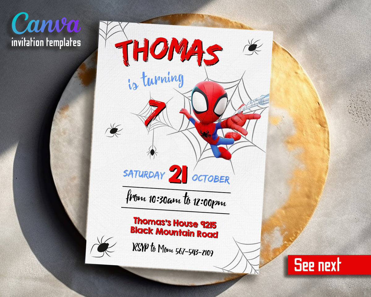 Spidey and His Amazing Friends customizable invitation template | Share or Print | boy | BB334