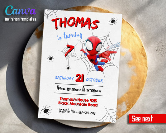 Spidey and His Amazing Friends customizable invitation template | Share or Print | boy | BB334