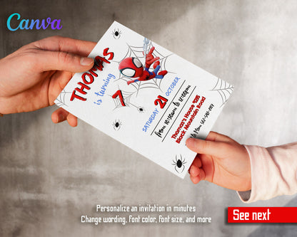 Spidey and His Amazing Friends customizable invitation template | Share or Print | boy | BB334