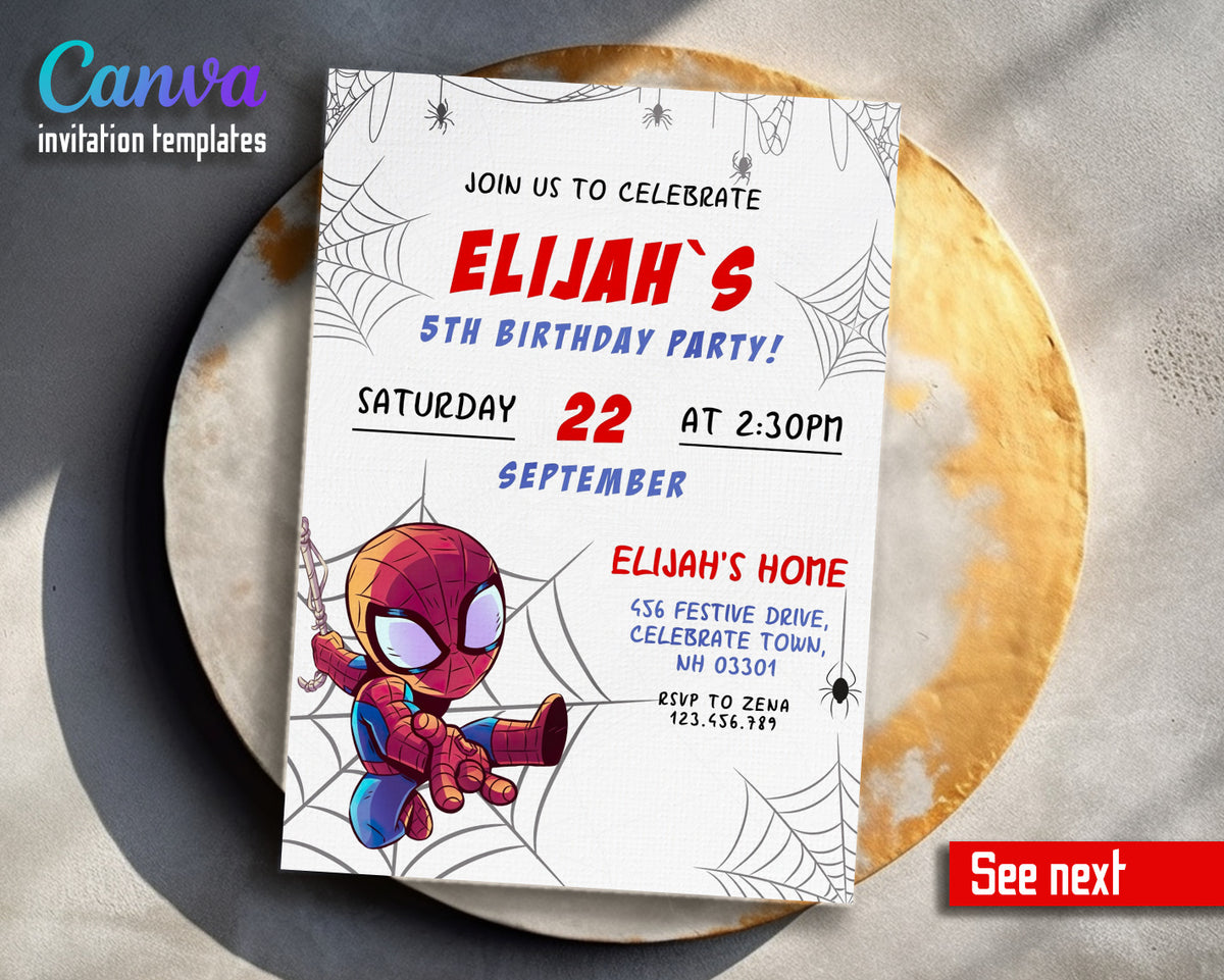 Spidey and His Amazing Friends customizable invitation template | Share or Print | boy | WJ854