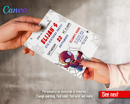 Spidey and His Amazing Friends customizable invitation template | Share or Print | boy | WJ854