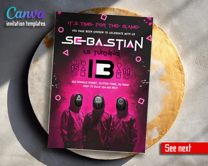 Squid Game customizable invitation template | Share or Print | JD554