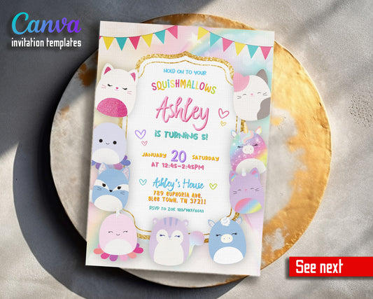 Squishmallows customizable invitation template | Share or Print | HR167