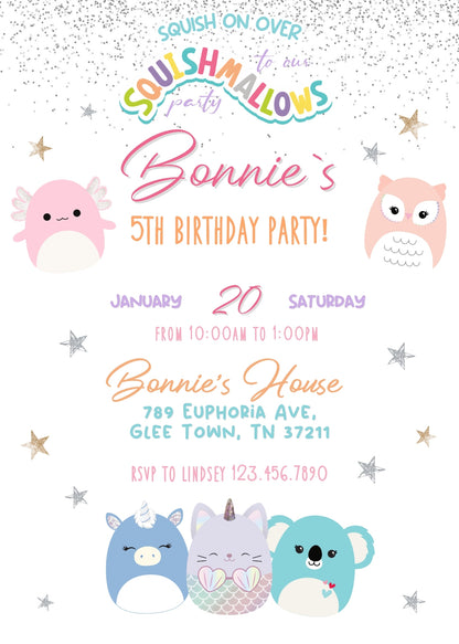 Squishmallows customizable invitation template | Share or Print | AM079