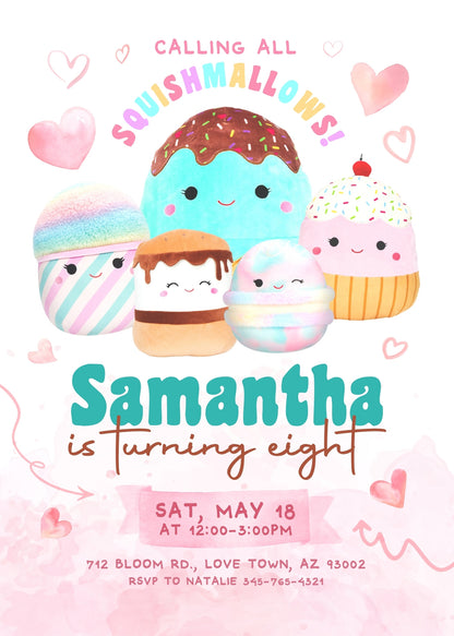 Squishmallows customizable invitation template | Share or Print | GC695