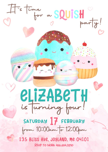 Squishmallows customizable invitation template | Share or Print | UQ383