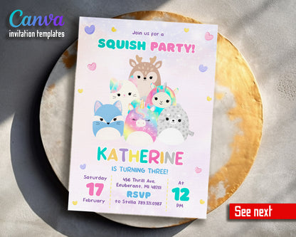 Squishmallows customizable invitation template | Share or Print | CP592