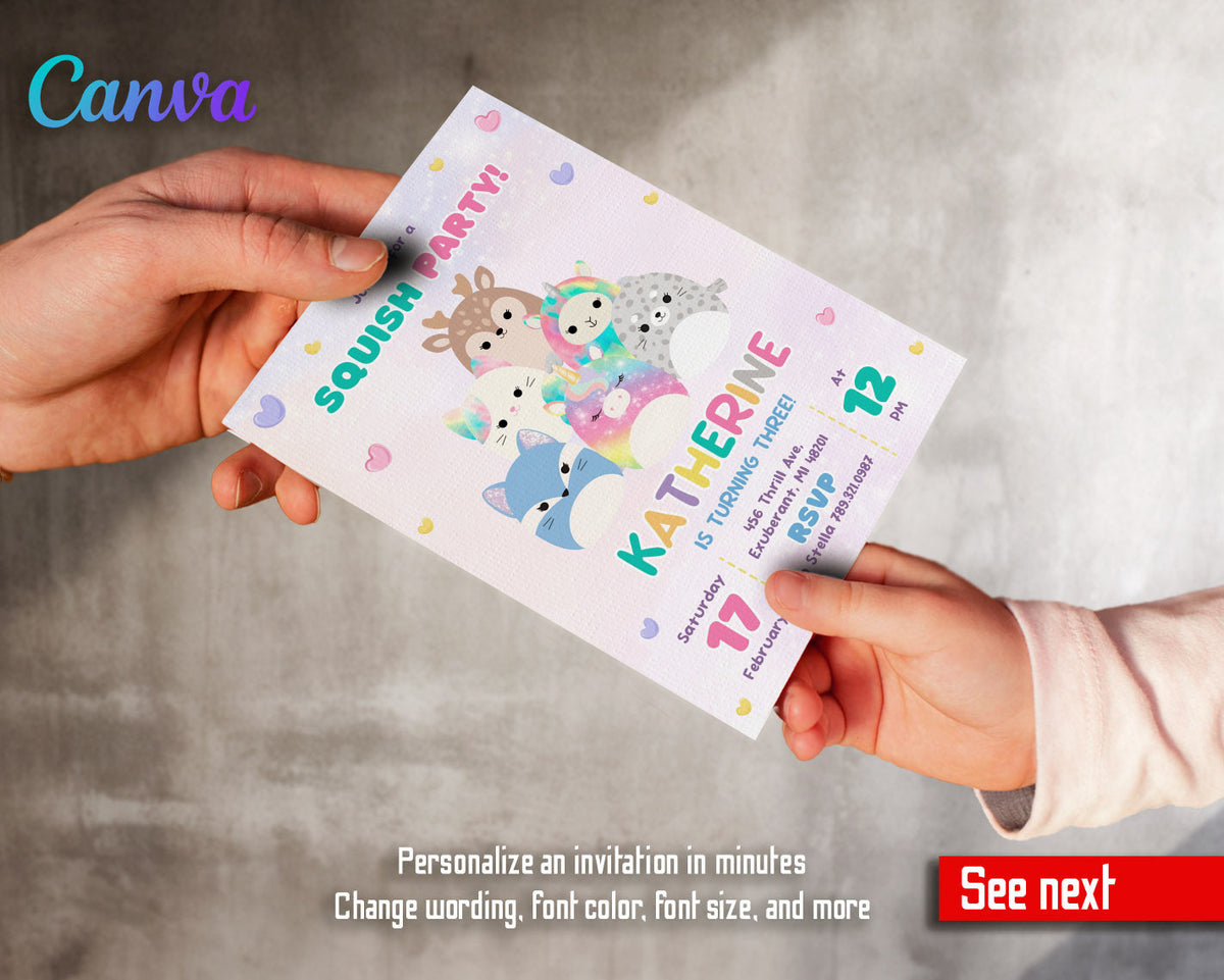 Squishmallows customizable invitation template | Share or Print | CP592