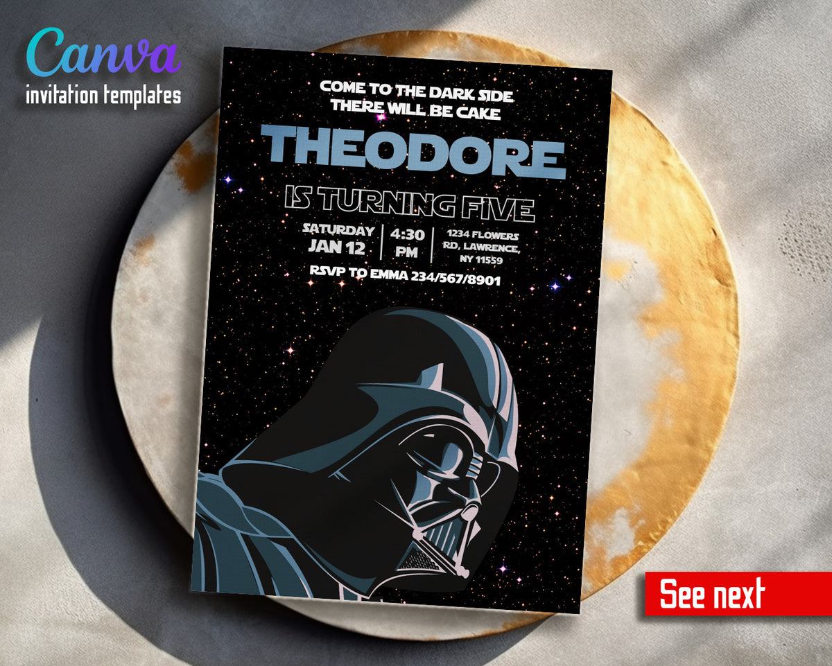 Star Wars Darth Vader customizable invitation template | Share or Print | boy | EE599