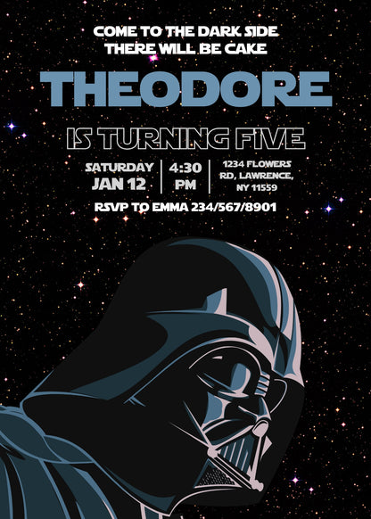 Star Wars Darth Vader customizable invitation template | Share or Print | boy | EE599