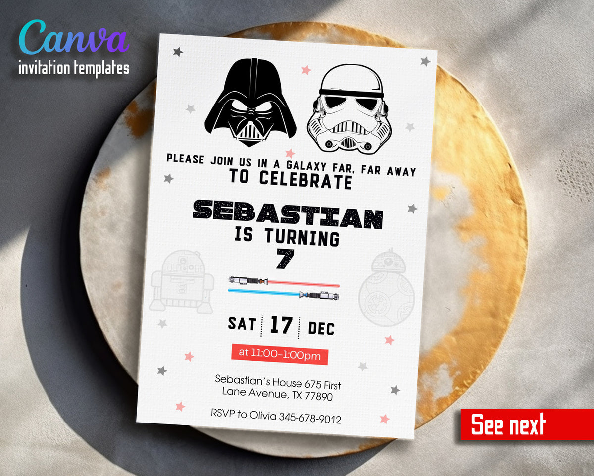 Star Wars Darth Vader customizable invitation template | Share or Print | boy | WC837
