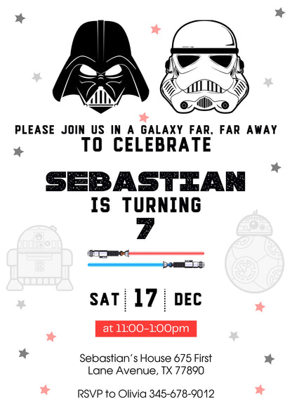 Star Wars Darth Vader customizable invitation template | Share or Print | boy | WC837