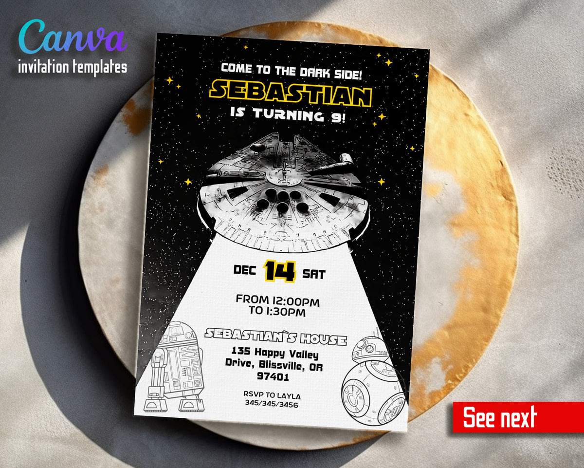 Star Wars Darth Vader customizable invitation template | Share or Print | boy | PV642