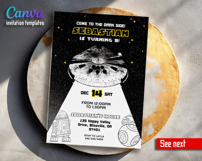 Star Wars Darth Vader customizable invitation template | Share or Print | boy | PV642