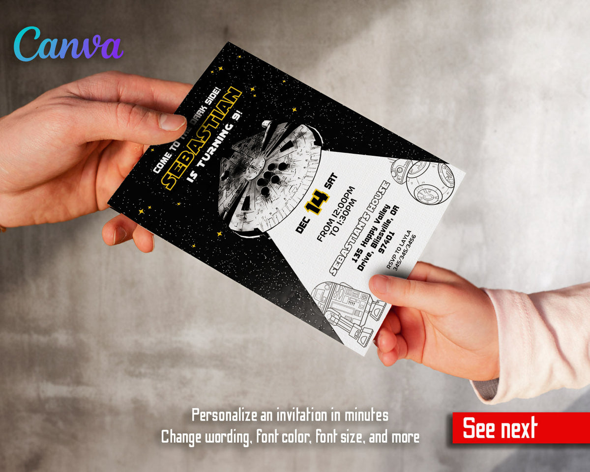 Star Wars Darth Vader customizable invitation template | Share or Print | boy | PV642