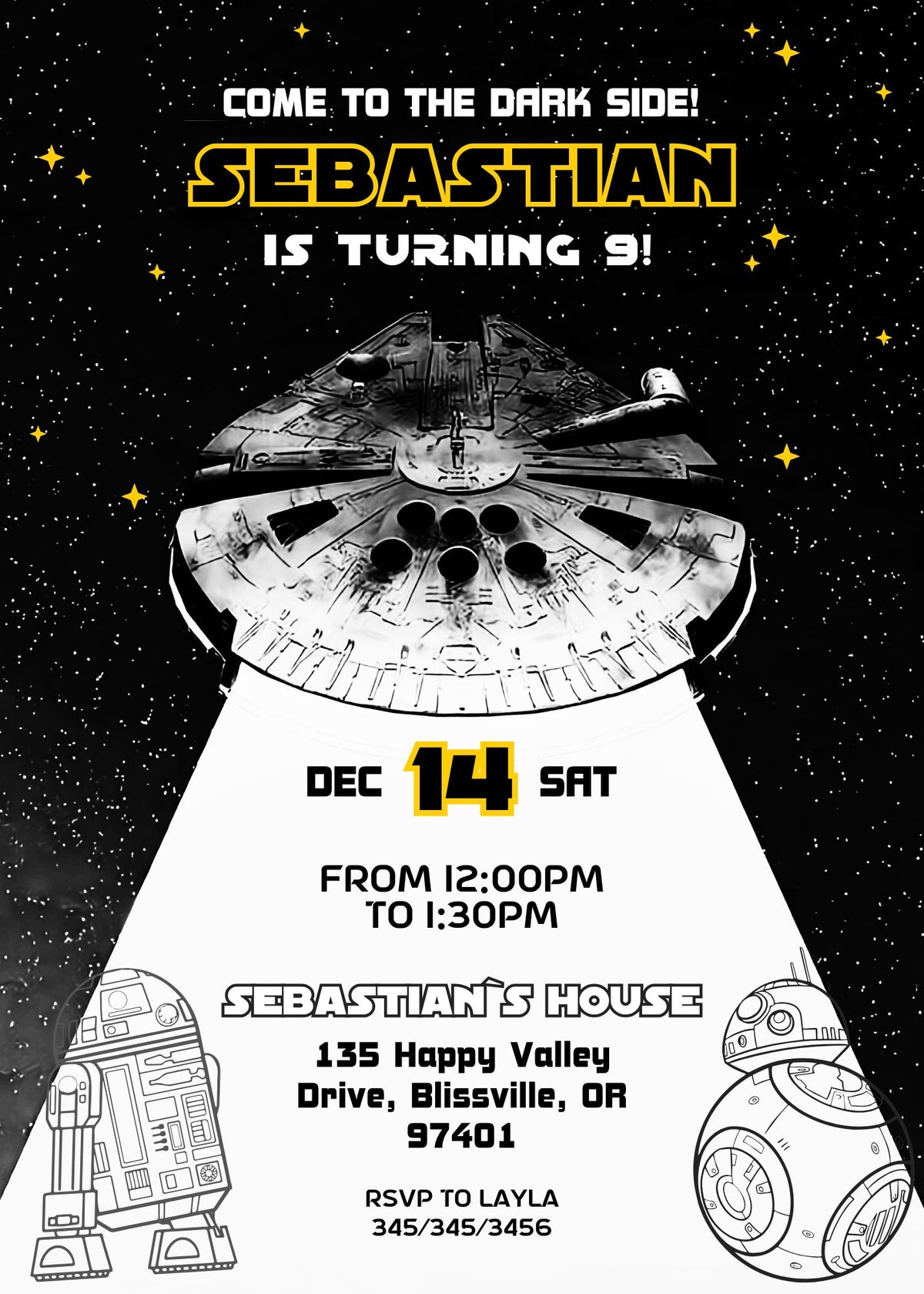 Star Wars Darth Vader customizable invitation template | Share or Print | boy | PV642