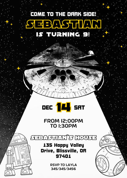 Star Wars Darth Vader customizable invitation template | Share or Print | boy | PV642