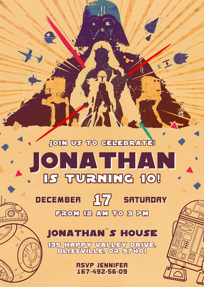 Star Wars Darth Vader customizable invitation template | Share or Print | boy | OO653