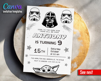 Star Wars Darth Vader Lego Minifigures customizable invitation template | Share or Print | HV882