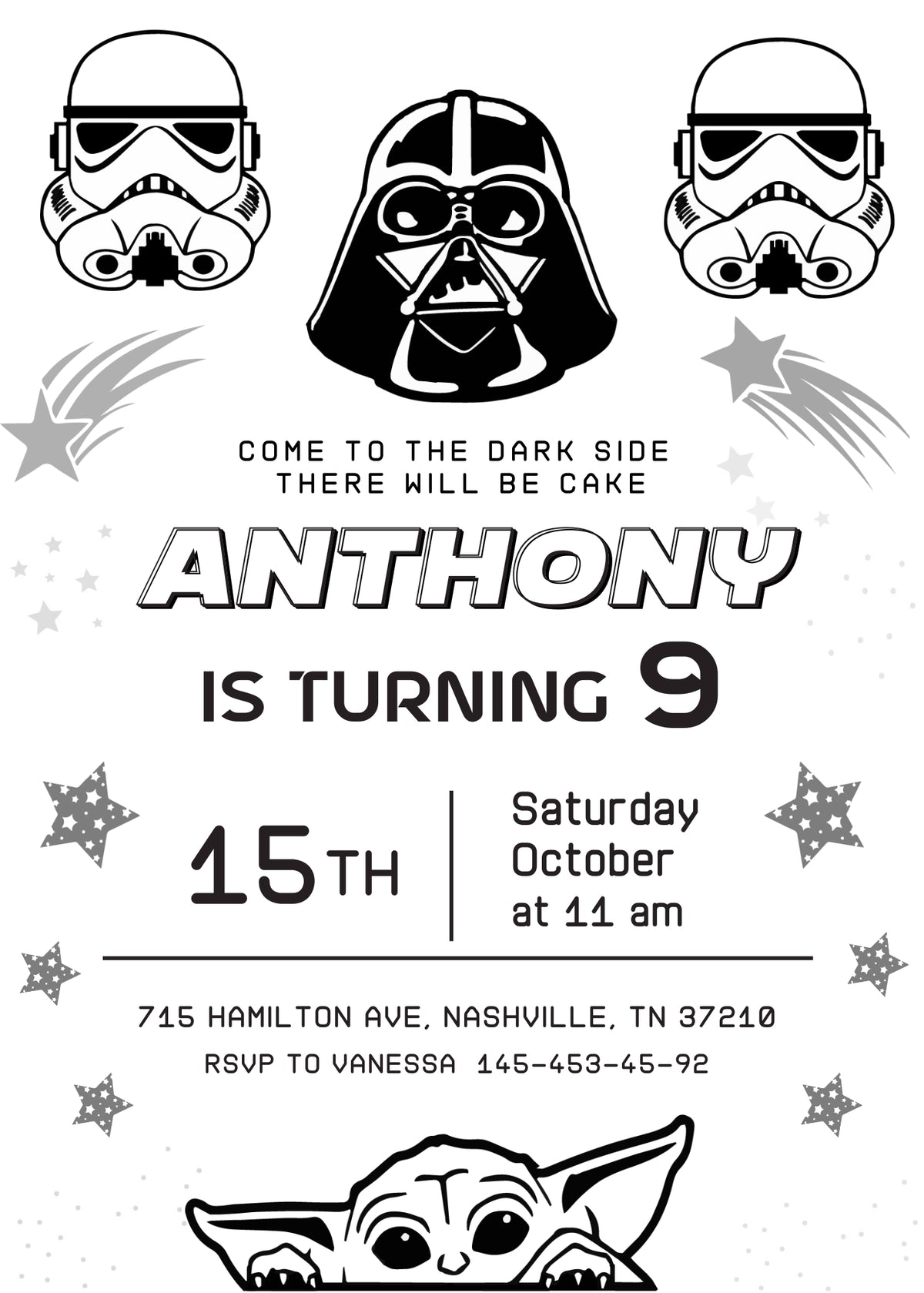 Star Wars Darth Vader Lego Minifigures customizable invitation template | Share or Print | HV882