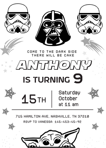 Star Wars Darth Vader Lego Minifigures customizable invitation template | Share or Print | HV882