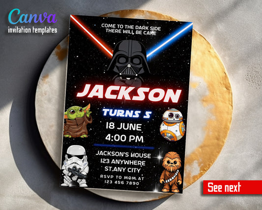 Star Wars Darth Vader customizable invitation template | Share or Print | boy | UG143