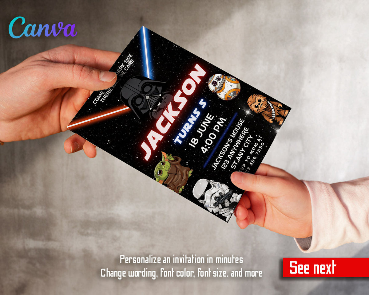 Star Wars Darth Vader customizable invitation template | Share or Print | boy | UG143