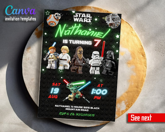Star Wars Darth Vader Lego Minifigures customizable invitation template | Share or Print | OS983