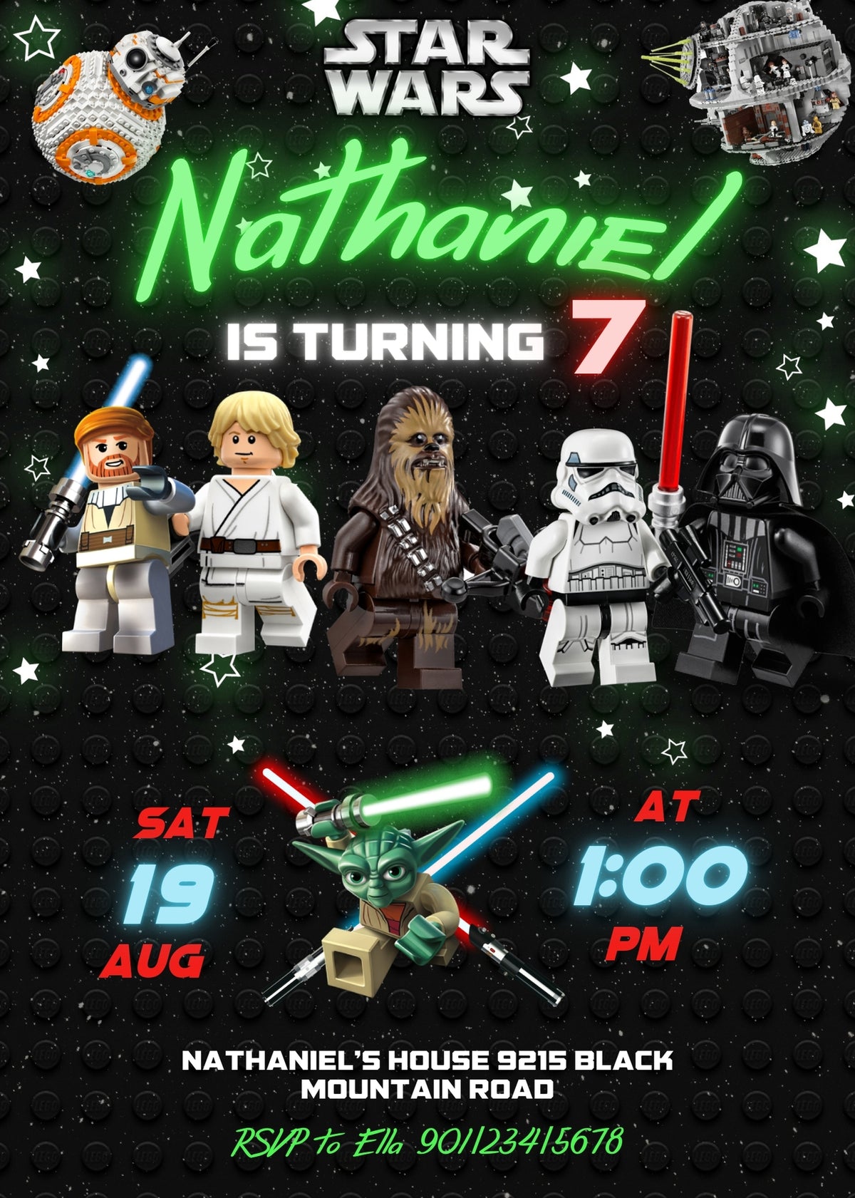 Star Wars Darth Vader Lego Minifigures customizable invitation template | Share or Print | OS983