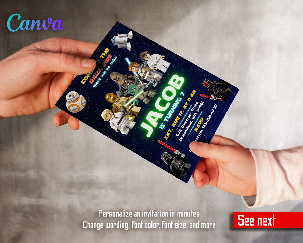 Star Wars Darth Vader Lego Minifigures customizable invitation template | Share or Print | PO988