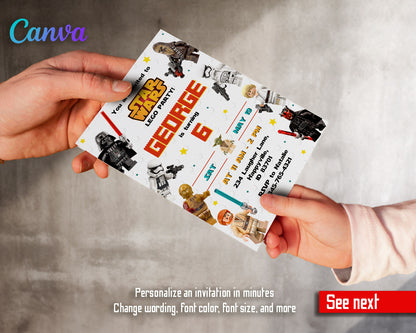 Star Wars Darth Vader Lego Minifigures customizable invitation template | Share or Print | FF821