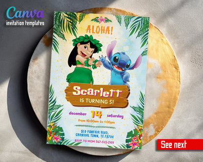 Lilo & Stitch Aloha customizable invitation template | Share or Print | VN137