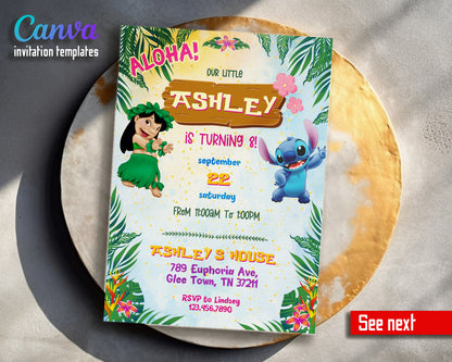 Lilo & Stitch Aloha customizable invitation template | Share or Print | SX003