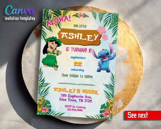 Lilo & Stitch Aloha customizable invitation template | Share or Print | SX003