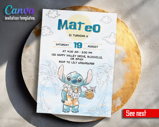 Lilo & Stitch Aloha customizable invitation template | Share or Print | YQ017