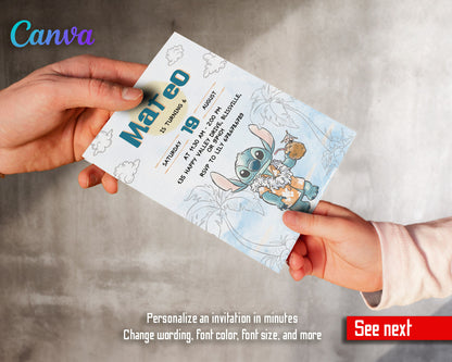 Lilo & Stitch Aloha customizable invitation template | Share or Print | YQ017