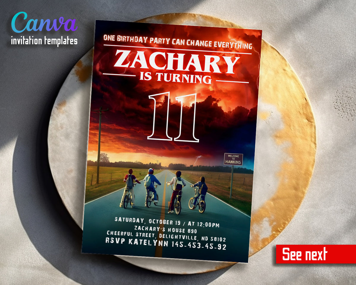 Stranger Things customizable invitation template | Share or Print | PM961