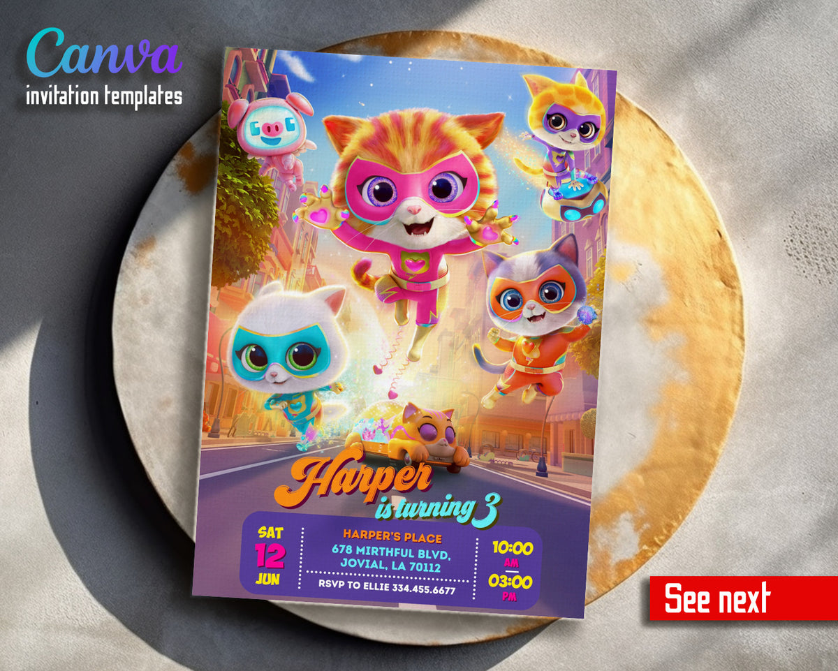 SuperKitties customizable invitation template | Share or Print | BB405