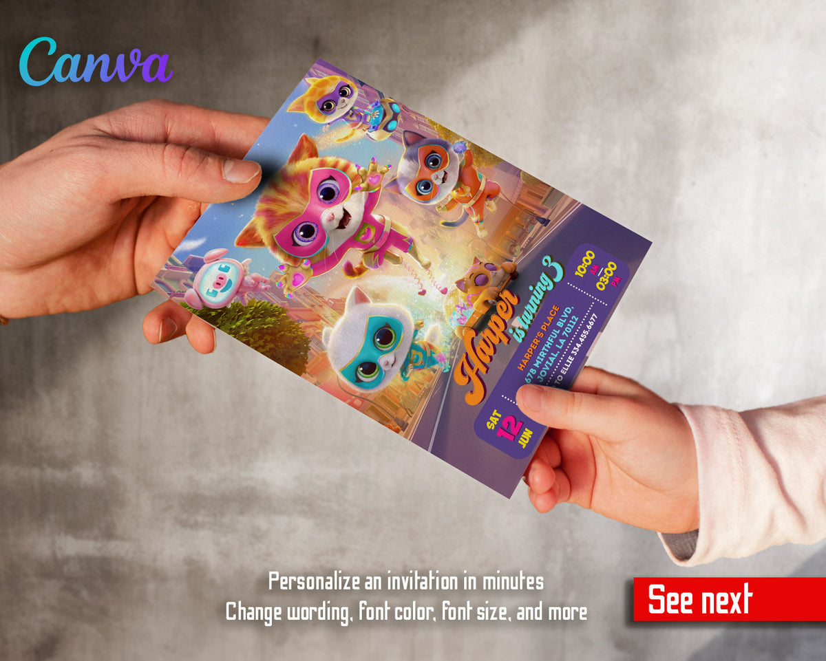 SuperKitties customizable invitation template | Share or Print | BB405