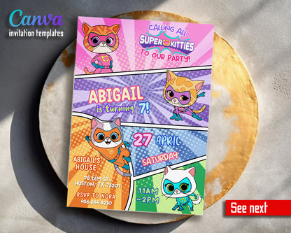 SuperKitties customizable invitation template | Share or Print | WE310