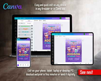 SuperKitties customizable invitation template | Share or Print | KF314