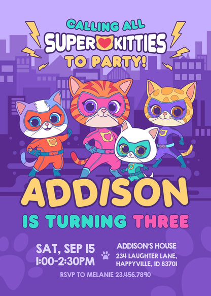 SuperKitties customizable invitation template | Share or Print | KF314