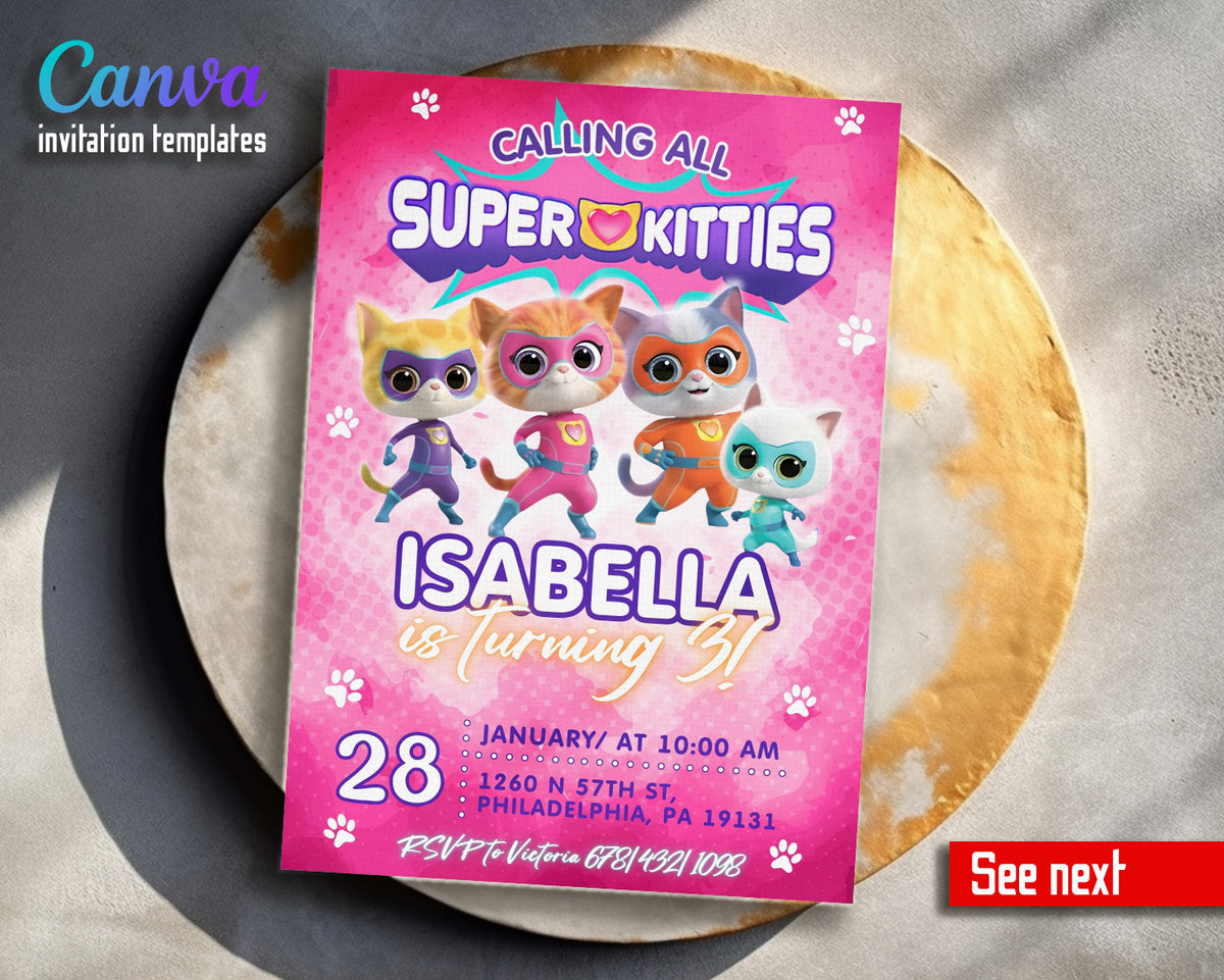 SuperKitties customizable invitation template | Share or Print | DT032