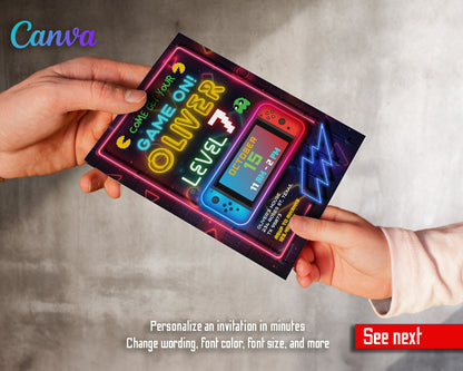 Nintendo Switch Gamer customizable invitation template | Share or Print | FQ912