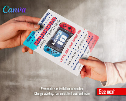 Nintendo Switch Gamer customizable invitation template | Share or Print | TU568